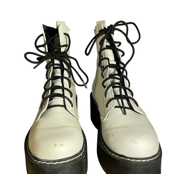 H&M Shoes - H&M Women's White Platform Combat Boots Size 6.5 Casual Lace-Up